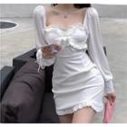Plain Ruffle Mini Dress / Plain Ruffle Cropped Blouse