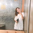 Short-sleeve Fringed Mini Shift Dress