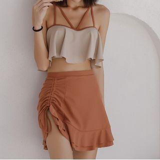 Set: Strappy Swim Top + Skirt + Bottom