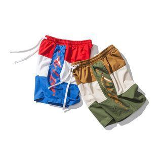 Color Block Loose Fit Shorts