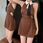 Halter Cut Out A-line Dress