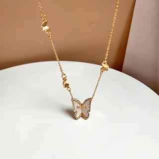 Butterfly Rhinestone Pendant Alloy Choker 1 Piece - Butterfly - Gold - One Size