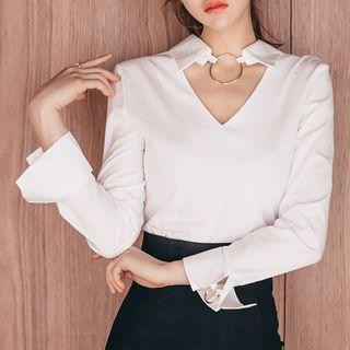 Metal Ring Detail Slim Fit Blouse