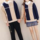 Couple Matching Color Block Pullover / Mini Plaid A-line Skirt / Harem Pants