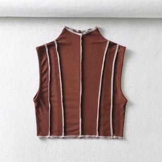 Sleeveless Mock-neck Crop Top