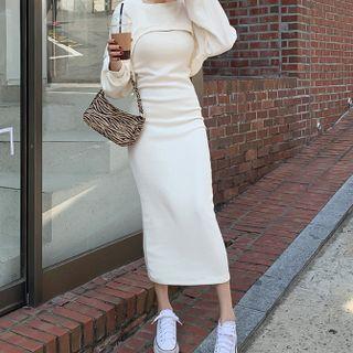 Set: Midi Sheath Tank Dress + Shrug