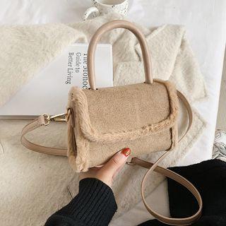Faux Fur Trim Mini Flap Crossbody Bag