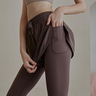 Mock Two-piece Inset Leggings Running Shorts
