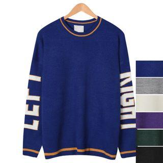Couple Letter Print Sleeve Sweater