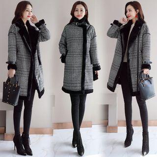 Fleece-lined Plaid Zip Coat