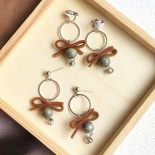 Bow & Bead Mini Hoop Dangle Earring