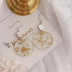 925 Sterling Silver Disc Drop Earring 1 Pair - Transparent - One Size