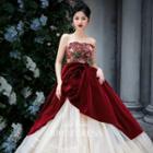 Strapless Floral Wedding Ball Gown