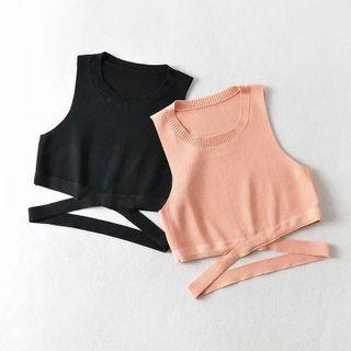 Cut-out Knit Crop Tank Top