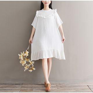 Short-sleeve Ruffle Trim Dress