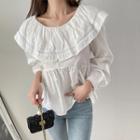 Wide-collar Flared Blouse