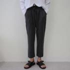 Drawstring-waist Baggy-fit Pants Charcoal Gray - One Size