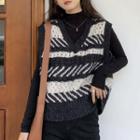 Striped Sweater Vest / Long-sleeve Mock-neck T-shirt / Short-sleeve T-shirt