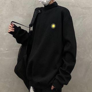High Neck Print Pullover