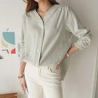 V-neck Perforated Blouse