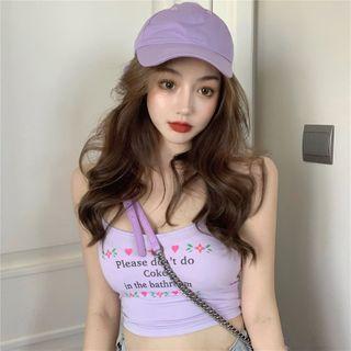 Spaghetti Strap Letter Top Vest - Purple - One Size