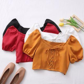 Lace-up Slim-fit Crop Top