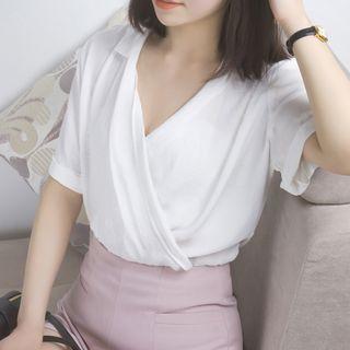 Short-sleeve Wrap Blouse