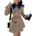 Collared Double-breasted A-line Trench Dress