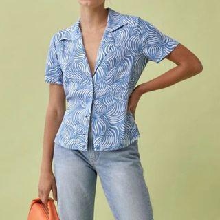 Short-sleeve Open Collar Print Shirt