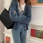 Plain Single-breasted Knitted Cardigan