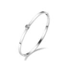 Simple Fashion Geometric Cubic Zirconia 316l Stainless Steel Bangle Silver - One Size