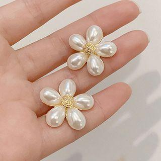 Faux Pearl Flower Earring 1 Pair - E1753 - Gold - One Size