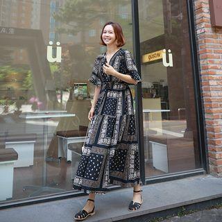 High-waist Paisley Long Dress