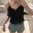 V-neck Spaghetti-strap Chiffon Top