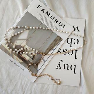 Faux Pearl Belt Silver - One Size