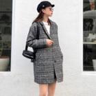 Single Breasted Plaid Coat Gray - One Size