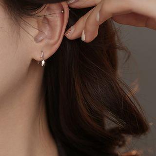 Sterling Silver Rose Stud Earring 1 Pair - Silver - One Size