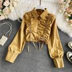 Drawstring Long-sleeve Cropped Shirt