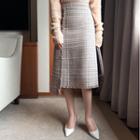 Asymmetric-hem Tweed Midi Skirt