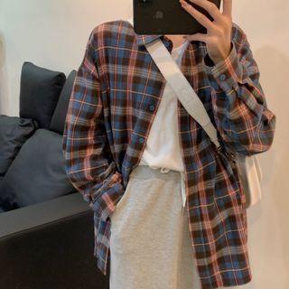 Plaid Loose-fit Blouse As Shown In Figure - One Size