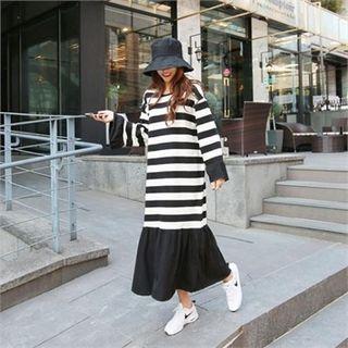 Long-sleeve Stripe Long Pullover Dress