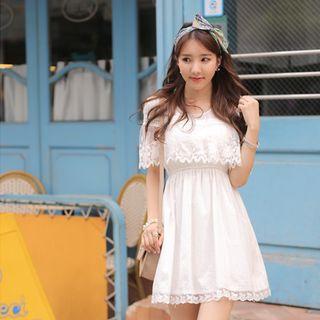 Short-sleeve Lace A-line Mini Dress