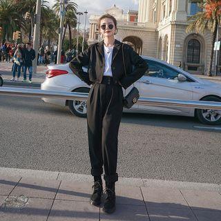 Set: Cropped Blazer + Harem Dress Pants