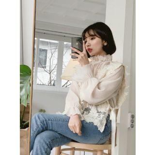 Sleeveless Tie-side Sheer Lace Top