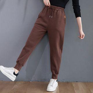 Drawstring Fleece-lined Sports Pants