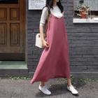 Spaghetti-strap Pocket-side Long Dress