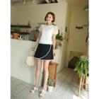 Contrast-piping Wrap-front Miniskirt
