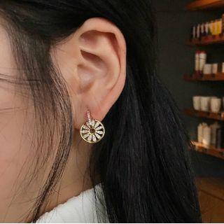 925 Sterling Silver Flower Dangle Earring 1 Pair - Gold - One Size
