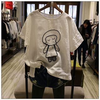 Short Sleeve Printed Tee White - One Size