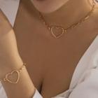 Set: Heart Alloy Necklace + Bracelet